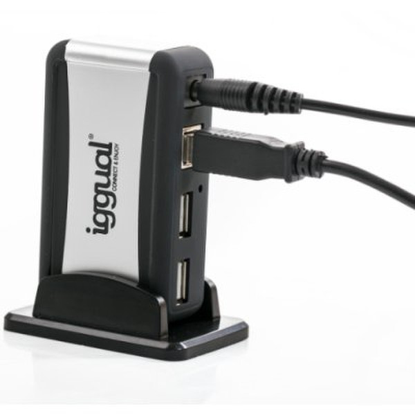 iggual PSI08936 USB 2.0 480Мбит/с Черный хаб-разветвитель