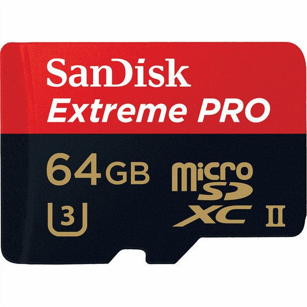 Sandisk EXTREME PRO, MICROSDXC, MEMORY CARD, 64GB, CLASS 10/UHS-II, U3, USB 3.0 карта памяти