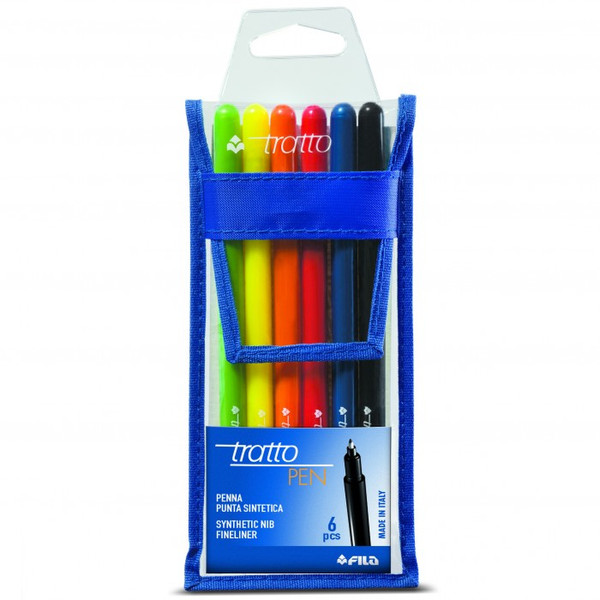 Tratto Pen Fine Black,Blue,Green,Orange,Red,Yellow 6pc(s) fineliner