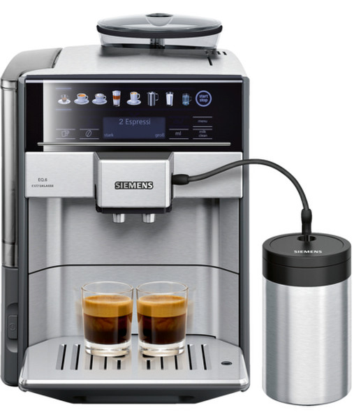 Siemens TE617F03DE Espresso machine 1.7л 2чашек Черный, Нержавеющая сталь кофеварка