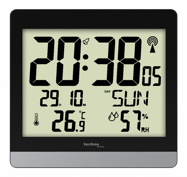 Technoline WS 8014 Digital wall clock Прямоугольник Черный, Cеребряный настенные часы