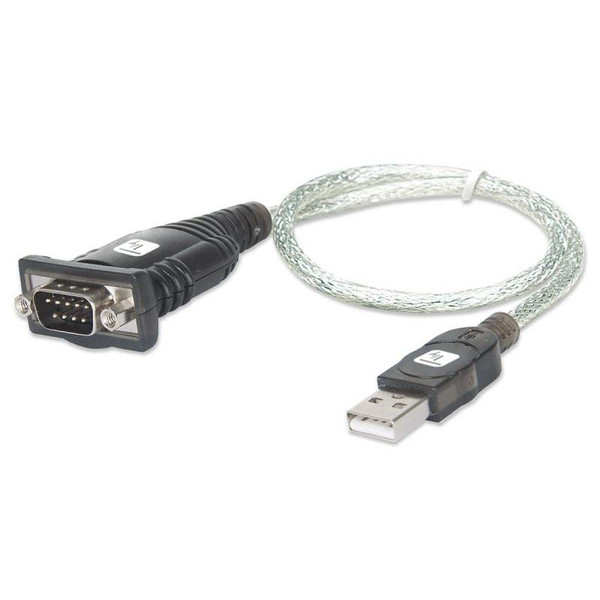 Techly IDATA USB-SER-2T USB A RS232 Черный, Металлический кабельный разъем/переходник