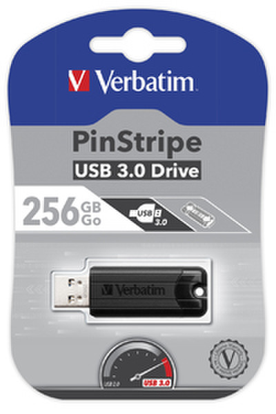 Verbatim PinStripe 256GB 256ГБ USB 3.0 Черный USB флеш накопитель