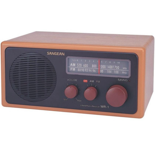 Sangean WR-1 Analogue Radio, Brown Портативный Аналоговый радиоприемник