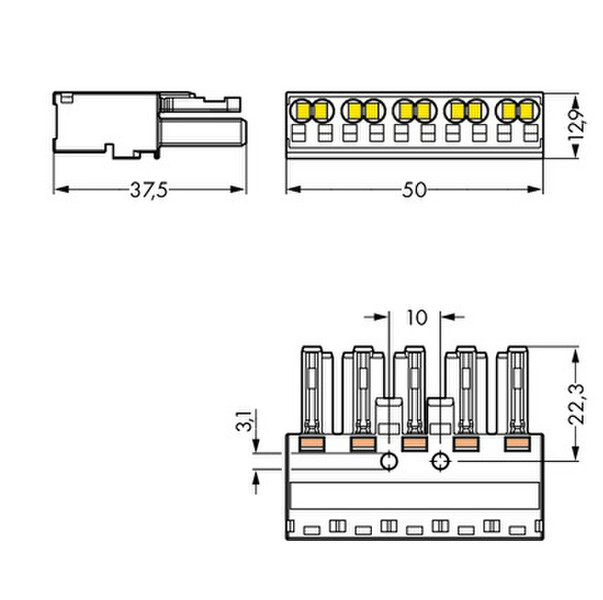 Wago 770-205 5P Schwarz Elektrischer Anschlussblock