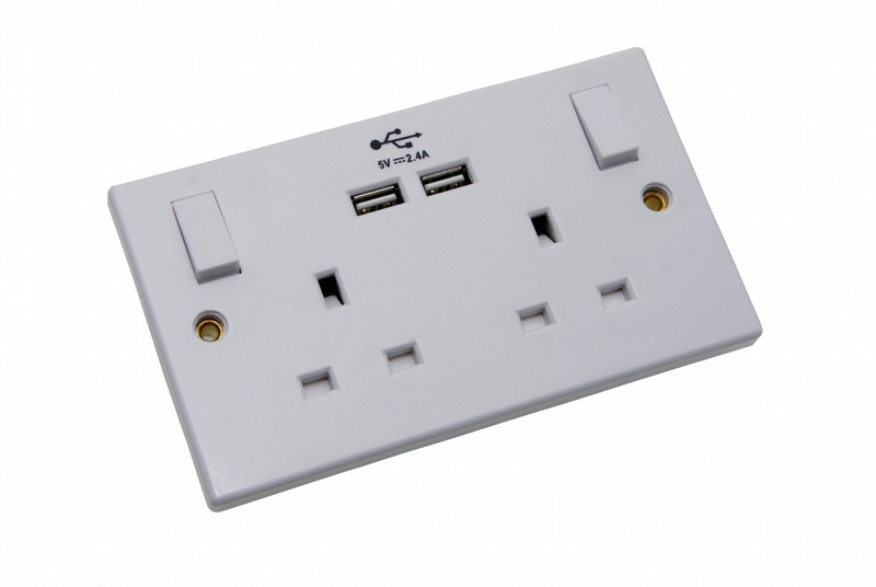 SMJ PPSK2USB 2 x Type G + 2 x USB A White socket-outlet
