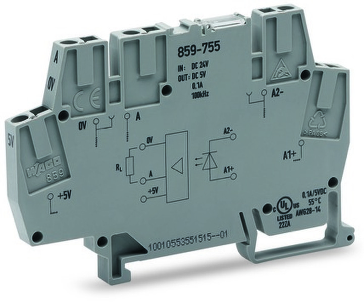 Wago 859-755 5P Grau Elektrischer Anschlussblock