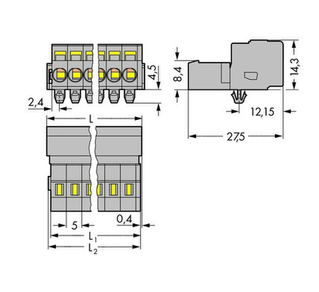 Wago Steckverbinder & Klemmen 2P Elektrischer Anschlussblock