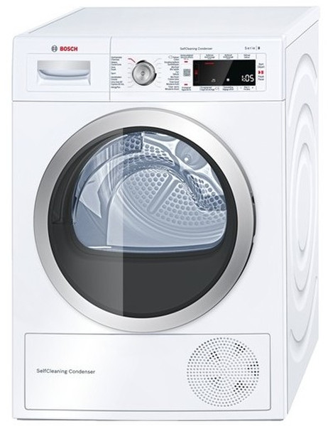 Bosch Serie 8 WTW877W0FG Отдельностоящий Фронтальная загрузка 8кг A+++ Белый сушилка для белья