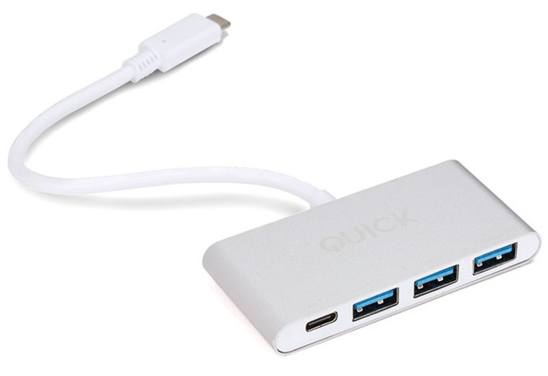 Quick Media QMTCHUB USB 3.0 (3.1 Gen 1) Type-С 5000Мбит/с Белый хаб-разветвитель