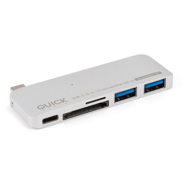 Quick Media QMTC51 USB 3.0 (3.1 Gen 1) Type-С Белый хаб-разветвитель