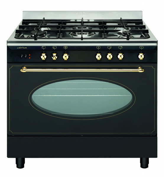 Airlux CC902ETRN Eingebaut Gas hob C Schwarz, Edelstahl Küchenherd