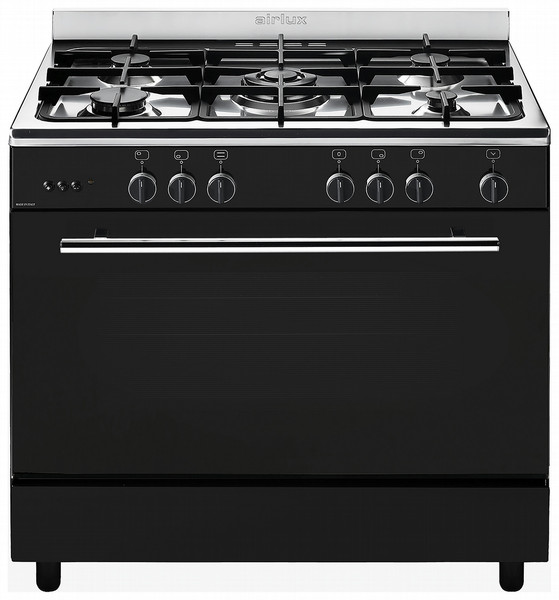 Airlux CC902GTBK2 Eingebaut Gas hob B Schwarz, Edelstahl Küchenherd