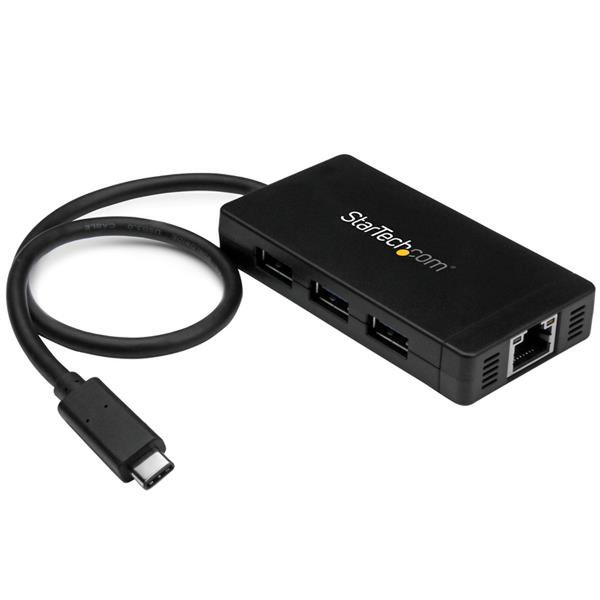 StarTech.com 3 Port USB 3.0 Hub mit USB-C und Gigabit Ethernet - inklusive Netzteil
