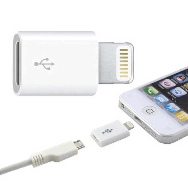 Data Components 331644 Lightning micro USB Weiß Schnittstellenkabeladapter