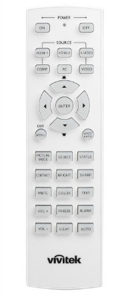 Vivitek 5041819100 Инфракрасный беспроводной Push buttons Белый пульт дистанционного управления