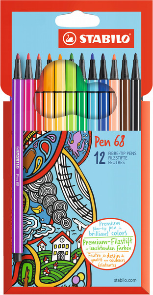 Stabilo Pen 68 Fine Разноцветный 12шт фломастер