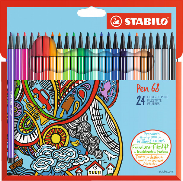 Stabilo Pen 68 Fine Разноцветный 24шт фломастер