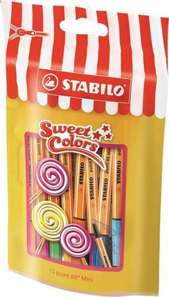 Stabilo point 88 Mini Sweet Colors Fine Разноцветный 15шт фломастер