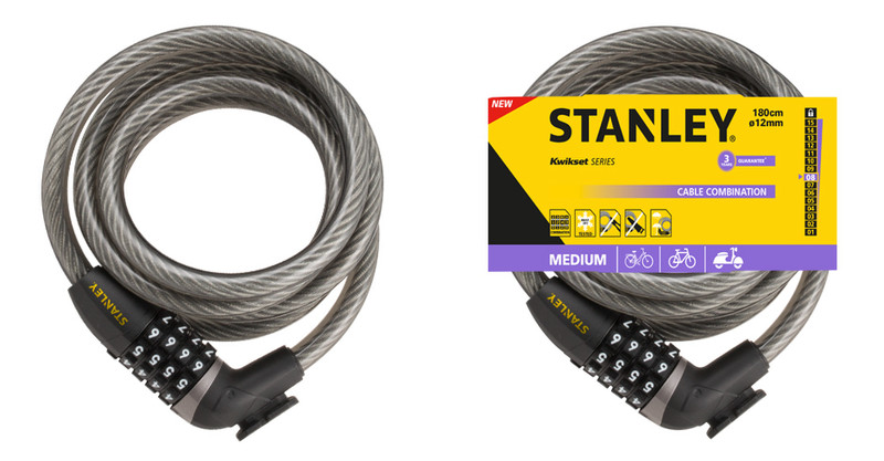 Stanley Cable Combination 180cm ø12mm Schwarz, Grau 1800mm Kabelschloss