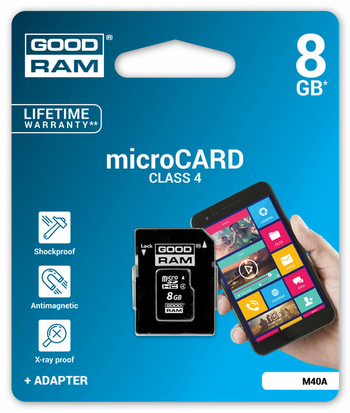 Goodram 8GB Micro SDHC 8ГБ MicroSDHC Class 4 карта памяти