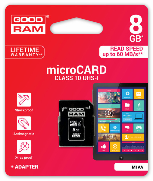 Goodram 8GB Micro SDHC 8ГБ MicroSDHC UHS-I Class 10 карта памяти