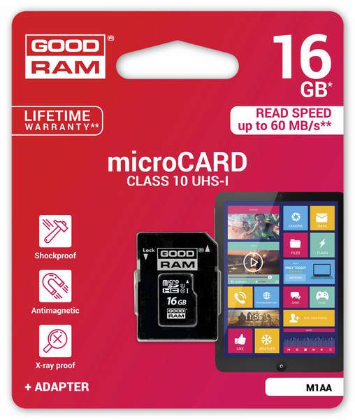 Goodram M1AA-0160R11 16GB MicroSD UHS-I Class 10 memory card