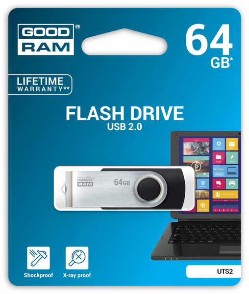 Goodram 64GB USB 2.0 64GB USB 2.0 Type-A Black,Silver USB flash drive