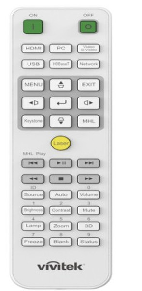 Vivitek 5041846600 IR Wireless Press buttons Green,Grey,Silver,White,Yellow remote control