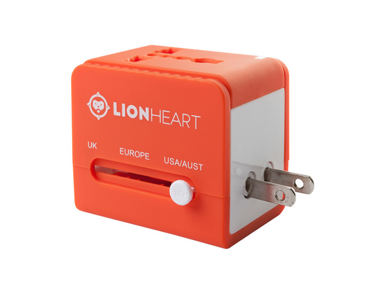 Lionheart Travel Adapter Universal Universal Orange power plug adapter