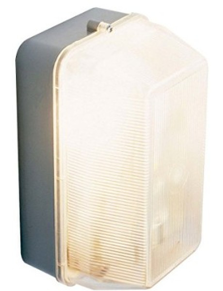 PowerMaster (60w) Rectangular Polycarbonate Bulkhead Lamp (Grey) Innen/Außen E27 Grau Wandbeleuchtung