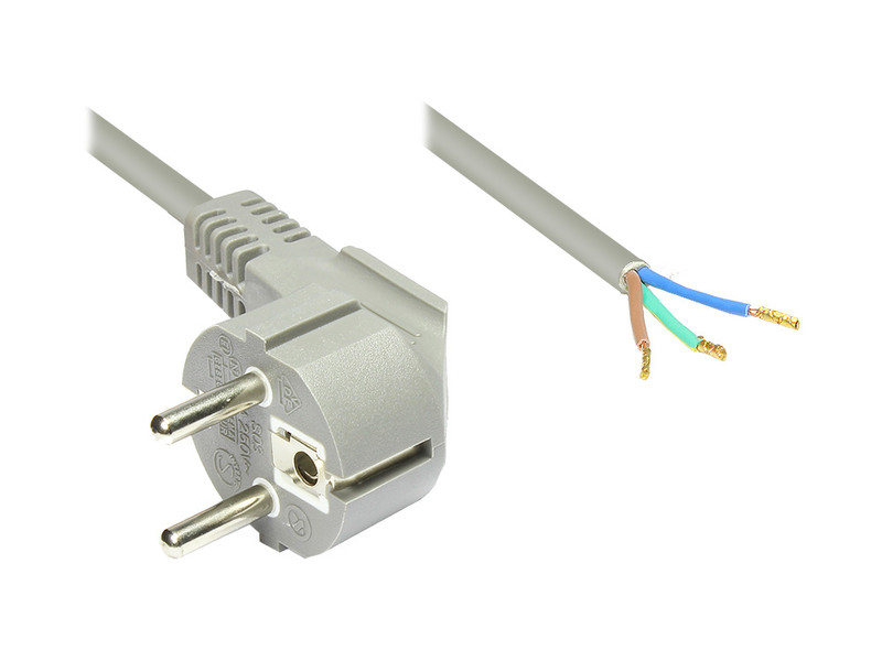 Alcasa 1500-L20G 2m CEE7/7 Schuko Grey power cable