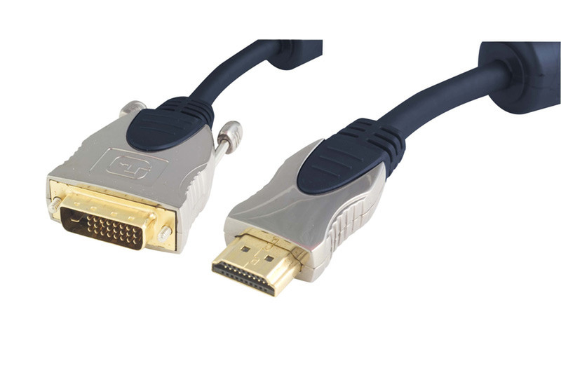 Alcasa HC-39100 10м HDMI DVI-D Синий, Серый адаптер для видео кабеля