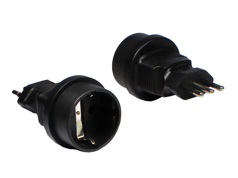 Alcasa 1500-ADIT1 Type L (IT) Type F (Schuko) Black power plug adapter
