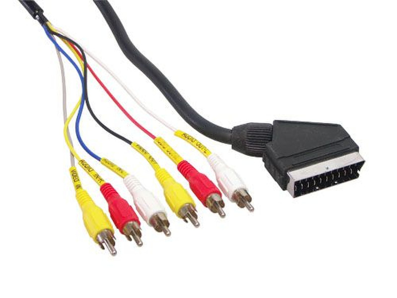 Alcasa 5525-6C 2м SCART (21-pin) 6 x RCA Черный, Красный, Белый, Желтый адаптер для видео кабеля