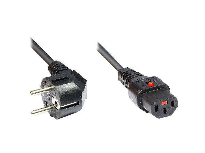 Alcasa 1500-V2 2m Netzstecker Typ F C13-Koppler Schwarz Stromkabel