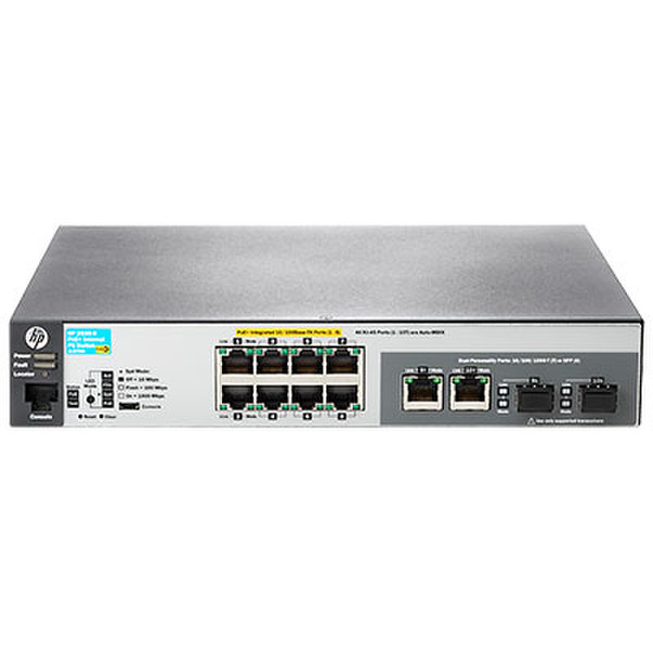 Hewlett Packard Enterprise Aruba 2530-8-PoE+ Управляемый L3 Fast Ethernet (10/100) Power over Ethernet (PoE) 1U Металлический