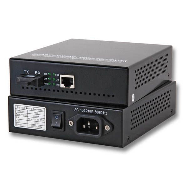 Alcasa LW-KV08 1000Мбит/с 1310нм Черный сетевой медиа конвертор