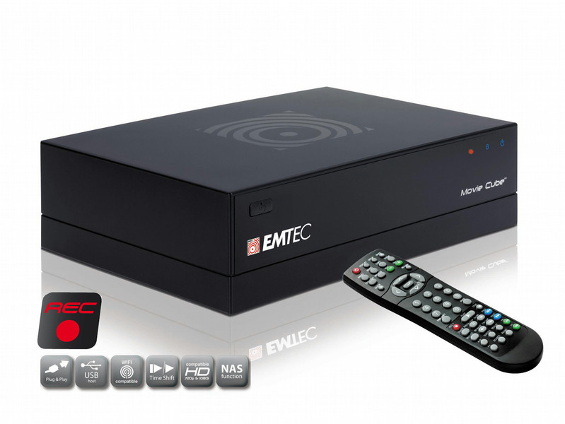 Emtec Movie Cube Q500 WiFi, 1000GB Black digital media player