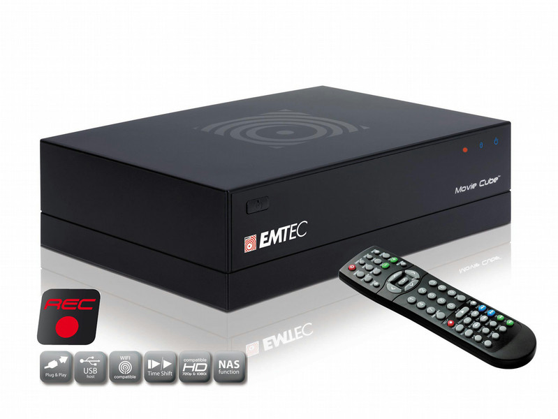Emtec Movie Cube Q500 WiFi, 750GB Schwarz Digitaler Mediaplayer