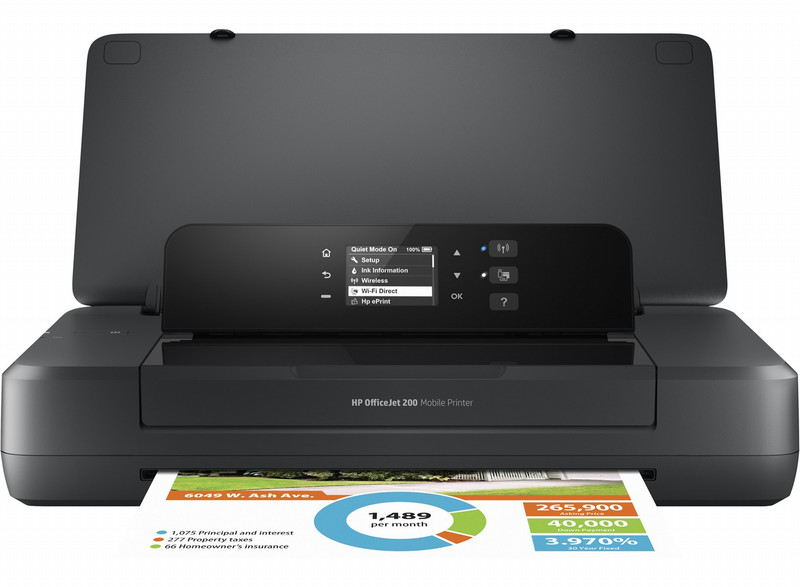 HP Officejet 200 Mobile Цвет 4800 x 1200dpi A4 Wi-Fi Черный струйный принтер