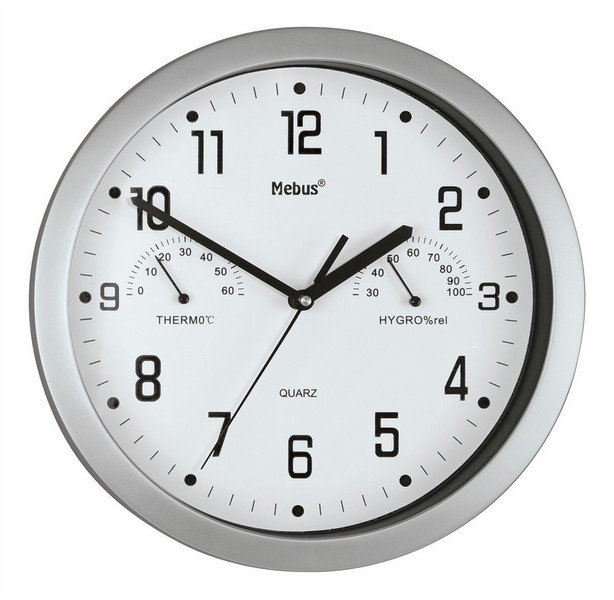 Mebus 41637 Quartz wall clock Круг Cеребряный настенные часы