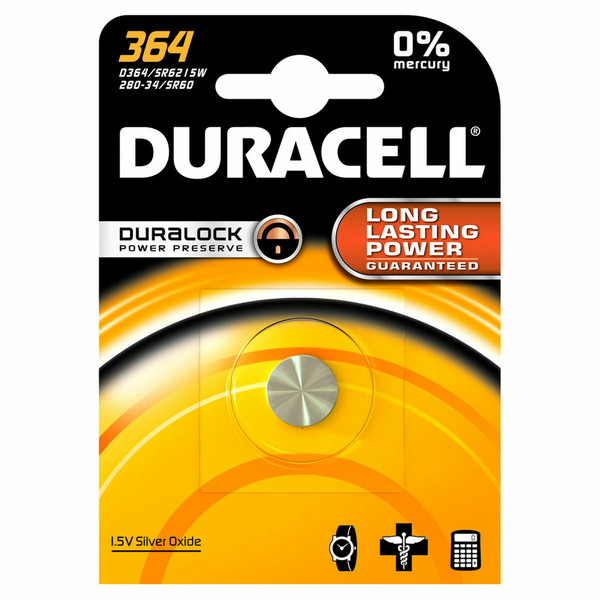 Duracell 364 Серебряно-цинковый 1.5В батарейки
