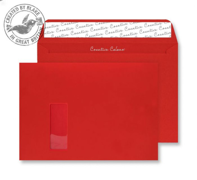 Blake Creative Colour Pillar Box Red Peel and Seal Wallet Window C4 229x324mm (Pack 250)