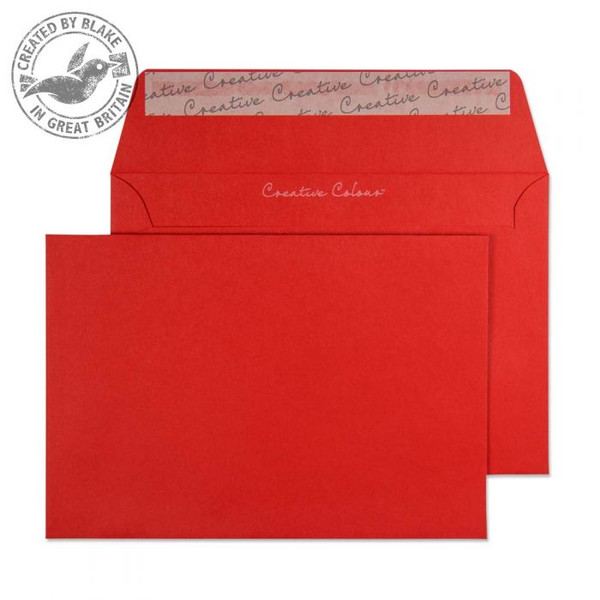 Blake Creative Colour Pillar Box Red Peel and Seal Wallet C6 114x162mm 120gsm (Pack 500)