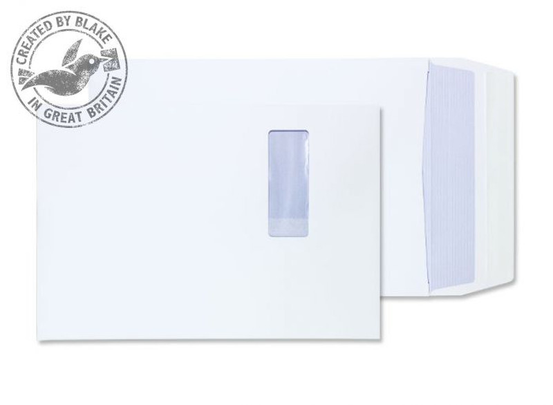 Blake Purely Packaging Gusset Pocket Peel and Seal Window White B4 140gsm (Pk 125)