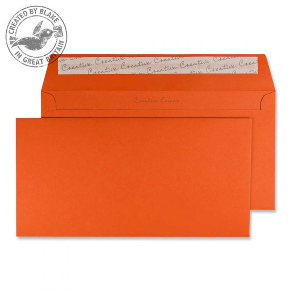 Blake Creative Colour Wallet Peel and Seal Marmalade Orange DL+ 114×229mm 120gsm (Pack 500)