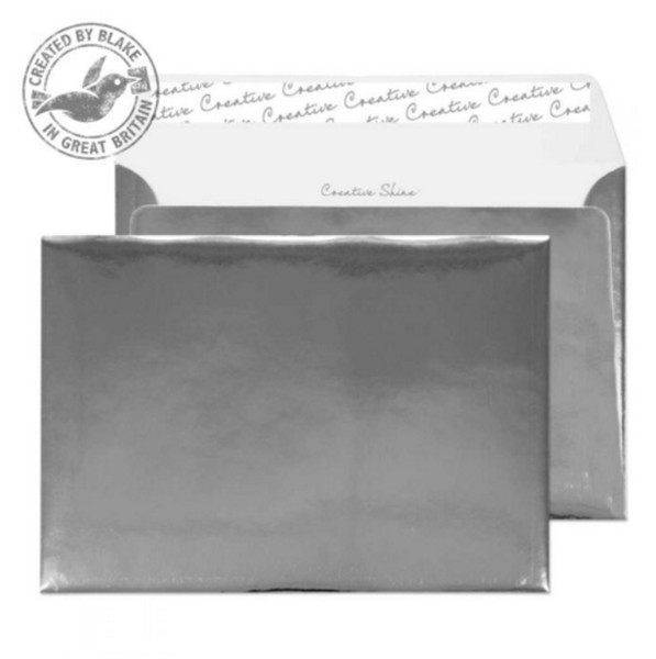 Blake Creative Shine Wallet Peel and Seal Chrome Plated C5 162×229mm 140gsm (Pack 10)