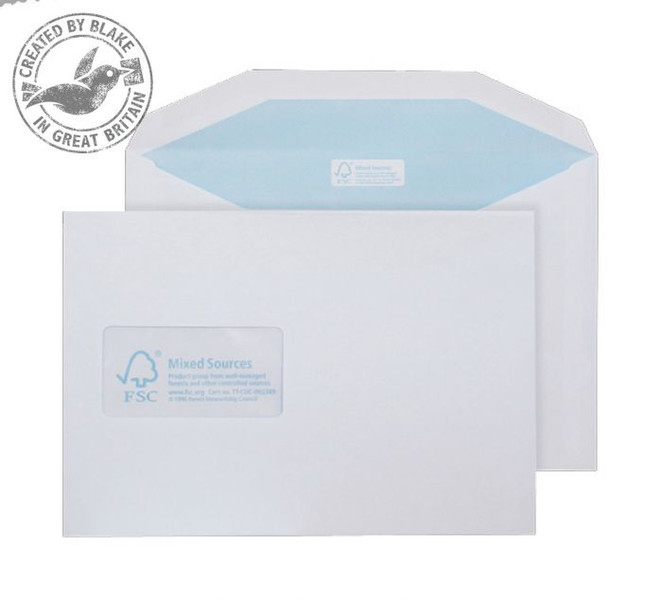 Blake Purely Environmental Mailer Gummed Window White C5 162×229mm 90gsm (Pack 500) window envelope