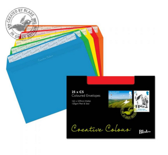 Blake Creative Colour Wallet Peel and Seal Assorted Colours C5 162x229mm 120gsm (Pack 25)